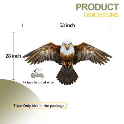 eyijklzo Bird Scarer Hawk Flying Kite Without 13ft Pole-Only Brown Kite - style: Brown-Only kite