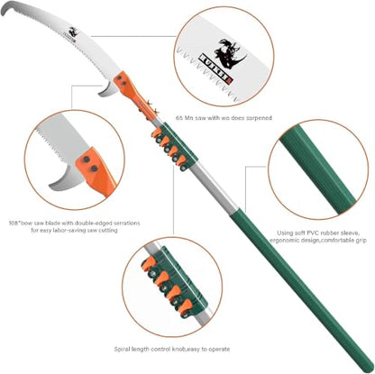 Tree Pruner Pole Saw Manual Extendable Long Tree Pruner Extendable，Pole Pruning Saw 18ft