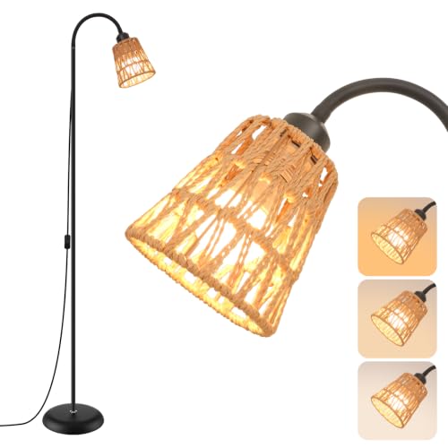 Boho Black Floor Lamp for Living Room,Bulb Included - color: Black-1