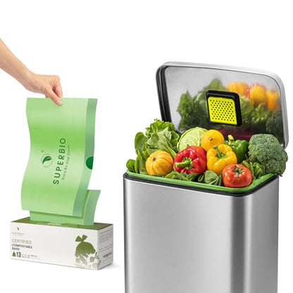 SUPERBIO 13 Gallon Compostable Drawstring Kitchen Waste Bag, 30 Count - style: 13 gallon,30 count