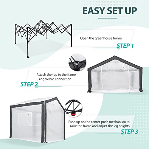 EAGLE PEAK 8x8 Walk in Pop Up Greenhouse, Gray/White - color: Gray/White, size: 8x8