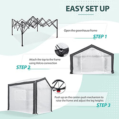 EAGLE PEAK 8x8 Walk in Pop Up Greenhouse, Gray/White - color: Gray/White, size: 8x8