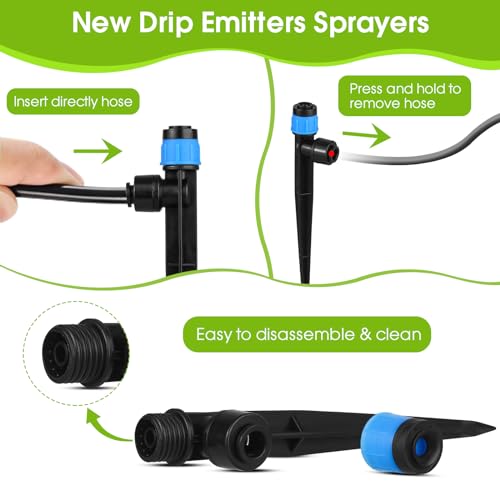 60 Pcs Drip Irrigation Emitters with Stake - Adjustable Drip Emitter Vortex for 1/4" Drip Line Irrigation Tubing - Drip Irrigation System Parts Drippers Sprinkler Heads for Garden Watering System-Blue - style: 60 Pcs Blue Drip Emitters Vortex