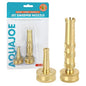 Aqua Joe Solid Brass Hose Nozzle Set - High Pressure Jet Sweeper + Twist Spray Nozzle, 2-in-1 Garden Hose Attachments, Compatible with Standard 3/4 in Hoses