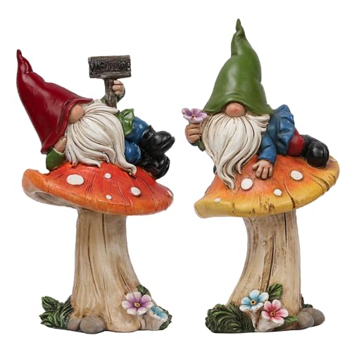 TERESA'S COLLECTIONS Set of 2 Cute Fall Gnomes Garden Decor for Yard 7" - size: Large