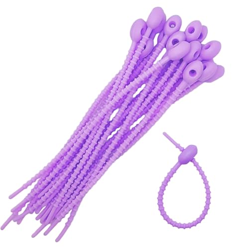 20pcs Silicone Self Locking Reusable Zip Ties for Fixing Bundling Organizing 6in Pastel Color Soft Cord Cable Strap Multi Purpose Twist Tie Clip for Garden Plant Home Kitchen Office (Light Purple) - color: Light Purple