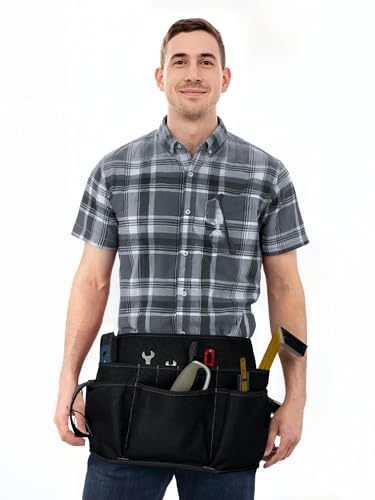 Under NY Sky Tool Pouch, 12 Pockets, 2 Loops and Hammer Loop, Black - color: Tool Belt Black