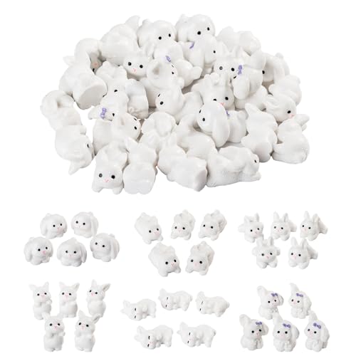 Easter Mini rabbit 30pcs Mini Bunny Easter Decor Mini Resin Bunny Tiny White Rabbits Figurines Tiny Animals to Hide Fairy Garden Miniature Ornaments for Easter Egg Fillers Desktop Cake DIY Crafts - color: Rabbit-30p
