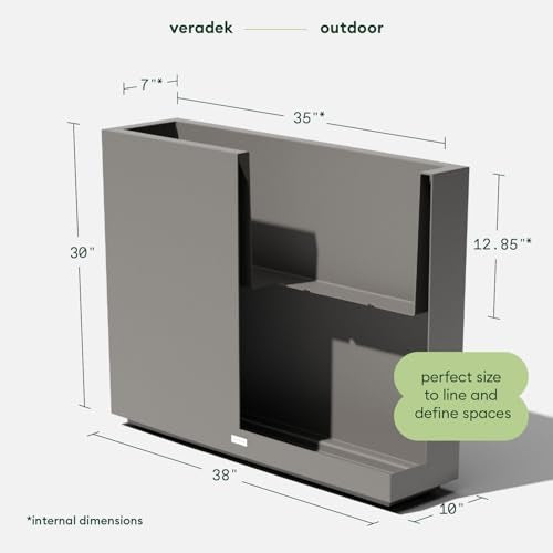 Veradek Block Series Span Planter - Tall Rectangular Outdoor Planter - color: Gray, size: Medium - 2 Pack