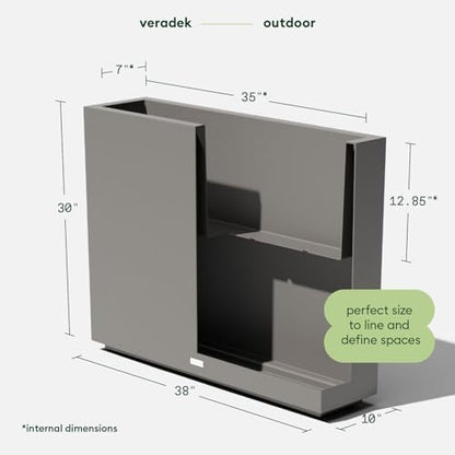 Veradek Block Series Span Planter - Tall Rectangular Outdoor Planter - color: Gray, size: Medium - 2 Pack