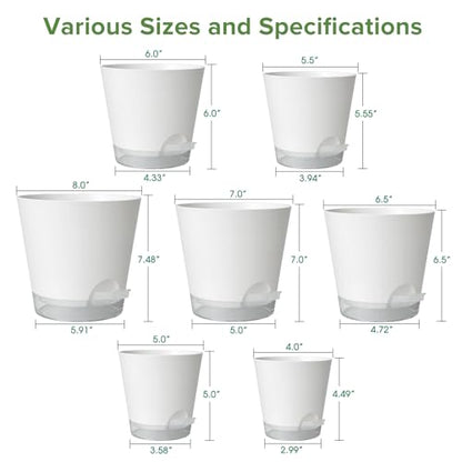 GARDIFE 2026 Upgraded Self Watering Plant Pots with Drainage Hole, 8/7/6.5/6/5.5/5/4 Inch Flower Planting Containers for House Plants, African Violet, Flowers, Cactus (White, 8+7+6.5+6+5.5+5+4 inch) - color: 8-white-upgraded, size: 8+7+6.5+6+5.5+5+4 inch