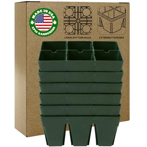 Epic Gardening Reusable Seed Starter Tray - Easy Watering Seed Starting Trays - Gardener Friendly Plant Trays for Seedlings | UV-Treated & BPA-Free -6-Cell Seed Starting Trays - 6 Trays/Sage Green - color: Sage Green