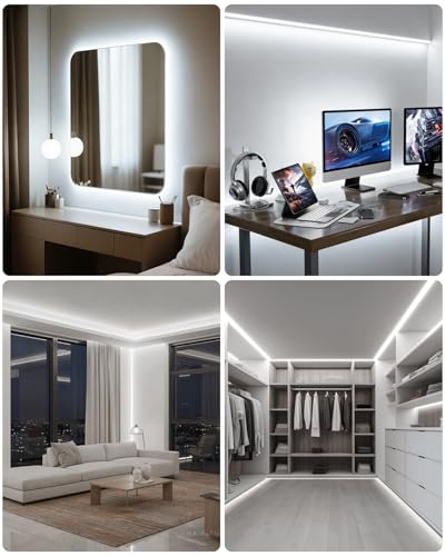 ALITOVE USB LED Strip Light 5V 6000K White COB LED Lights with Remote - color: 6000K Cold White, size: 16.4FT