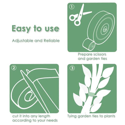 Garden Tie Green Tape, Plant Supports, Gentle On Plants (98.4ft × 0.6 inch, 1 roll, Green) - size: 98.4ft