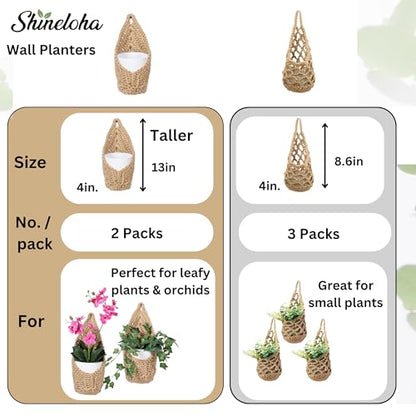 2 Pack Macrame Wall Plant Hanger for 4 inch, Wall Plant Basket - size: Small