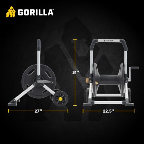 Gorilla GRS-200H Aluminum Garden Hose Reel, 200 Ft, No-Leak Brass Fittings - size: 200 FT