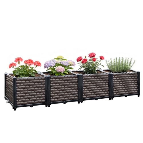 Large Planters for Outdoor Plants 14" Tall Planter Box, 62.9"L x 15.7"W - size: 62.9"(l) X 15.7"(w) X 14.2"(h)
