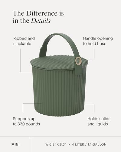 Hachiman Mini Bucket, 1.1 Gallon Heavy Duty Bucket with Lid & Handle - color: Mustard, size: Mini