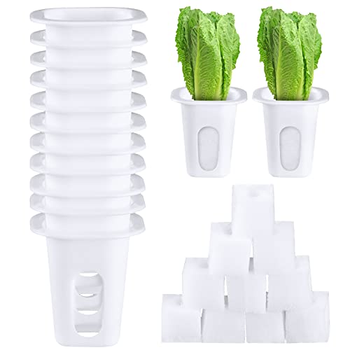 100 Pcs Hydroponic Grow Baskets and Seed Pods Kit with Square Sponges