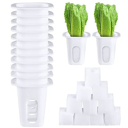 100 Pcs Hydroponic Grow Baskets and Seed Pods Kit with Square Sponges