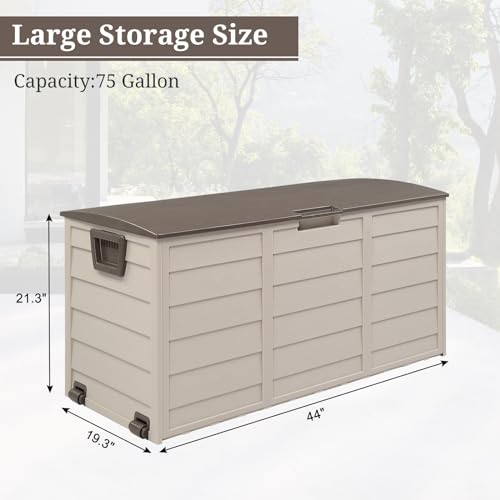 Outvita Deck Storage Box, 75 Gallon, Brown