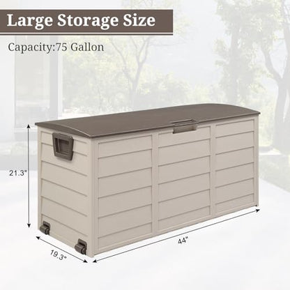 Outvita Deck Storage Box, 75 Gallon, Brown