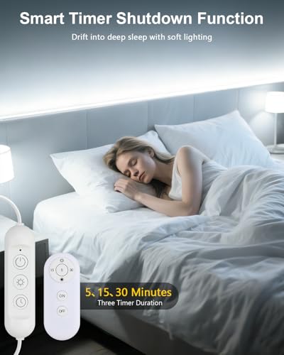 ALITOVE USB LED Strip Light 5V 6000K White COB LED Lights with Remote - color: 6000K Cold White, size: 16.4FT