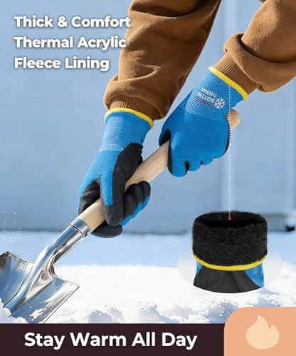 KAYGO Winter Work Gloves Thermal Insulated, PU Coated,12 Pairs, KG11W - color: Blue (Thermal), size: Large