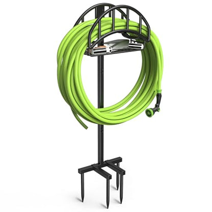 Garden Hose Holder - Upgraded Metal Reel With Tool Storage Basket | Heavy Duty Freestanding Water Hose Holder Holds 150ft, Detachable Storage Hanger for Outside - size: Arch Basket