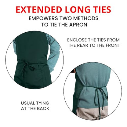 Utopia Kitchen Bib Aprons 2 Pack Adjustable With 2 Pockets - color: Green