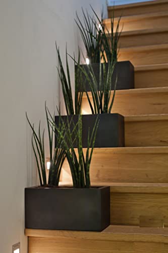 Modern Rectangle Balcony Window Black Matte Planter Box Elegant Rectangular 8" H x 8" W x 20" L Flower Pot - color: Black, size: 8x8x20