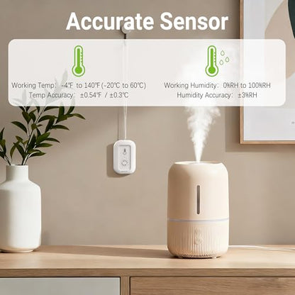 WiFi Thermometer Hygrometer Smart Sensor, App Alert Remote Monitor, 2Pack