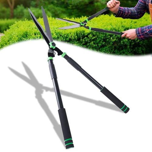 29.5" Hedge Shears, 15° Angle Precision Wavy Blades Manual Hedge Clippers with Upgraded Durable Buffers, Garden Shears for Outdoor Hedges, Shrubs, Boxwood Trimming