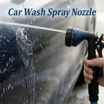 GREEN MOUNT Water Hose Nozzle Spray Nozzle, Metal Garden Hose Nozzle with Adjustable Spray Patterns - color: Blue