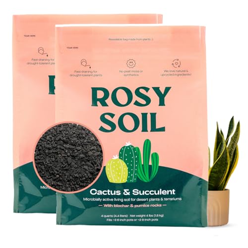 Rosy Soil Cactus & Succulent Potting Mix, 4 Quarts, Pack of 2 - color: Cactus & Succulent, size: 4 Quarts (Pack of 2)