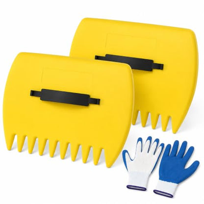 Ideal Swan Leaf Scoops with Gloves, Lightweight Rakes for Lawn Work, Yellow - color: Yellow