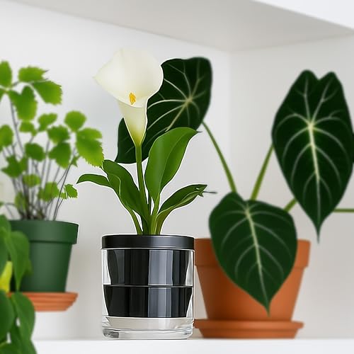 D'vine Dev Self-Watering Black Terracotta Planter, 4 in, 2-Pack, 37-Y-A-3 - color: Black, size: 4 Inch