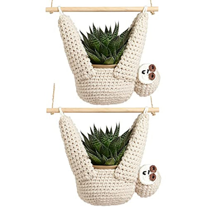 Evbopa Sloth Gifts Sloth Plant Hanger Plant Gifts Macrame Hanging Planter - size: 2 Pack
