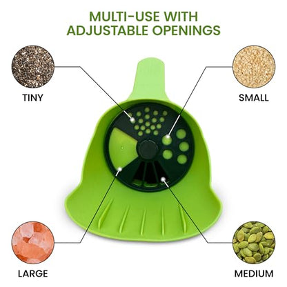 Garden Guru Handheld Seed Spreader Shaker – Multi Use Grass Seed, Fertilizer, Ice & Snow Melt Spreader – Adjustable Twist Cap w Multiple Size Openings – Lightweight 1L Capacity Hand Seeder (4 Pack) - size: 4 Pack