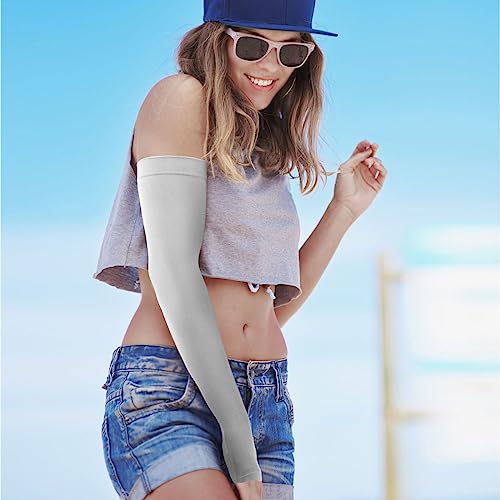 GOUNOD Gardening Sleeves to Cover Arms for Women with Thumb Holes-Sun Protection SPF Cooling Driving UV Blocking - color: 4 Pairs:black,white,light Grey,pink