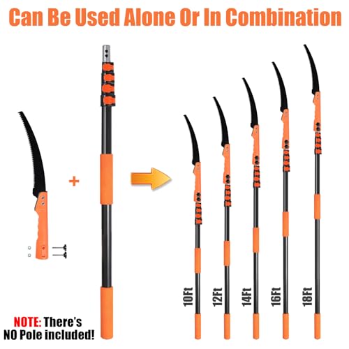 Hand Pruning Saws for Tree Trimming, Extension Pole Saw Attachment Blade, Pole Pruner Head Gardening Tool - color: Orange