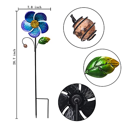 Viveta Wind Spinner with Metal Stake, Garden Pinwheels - color: B-blue-1 Pack