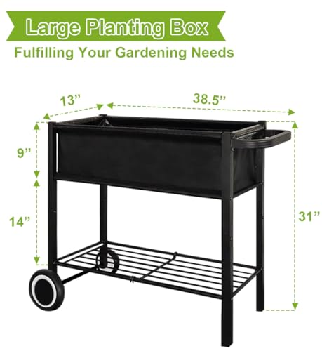 Raised Garden Bed with Legs, Black