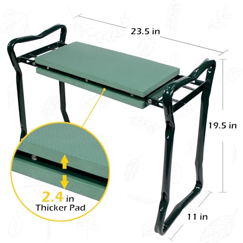 MaxWorks Folding Garden Kneeler Seat Stool and Tool Pouch - (50921) - size: X-Large