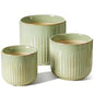 LE TAUCI Ceramic Pots for Plants, 8.3/7/6 Inch Indoor Planters with Drainage Holes & Mesh, Modern Glossy Glaze Cylinder Fluted Plant Pot for Snake Plant, Set of 3, Sage Green - color: Sage Green