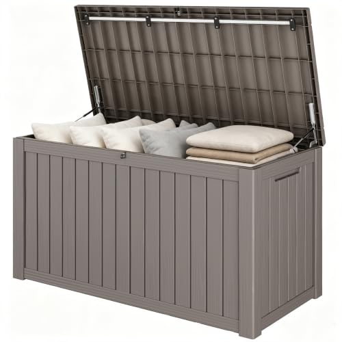 Outdoor Storage Waterproof Deck Box for Patio (180 Gallon, Grey) - color: Grey, size: 180 Gallon