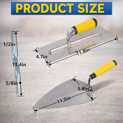 6-Piece Masonry Tool Set, Carbon Steel Bricklaying Tools