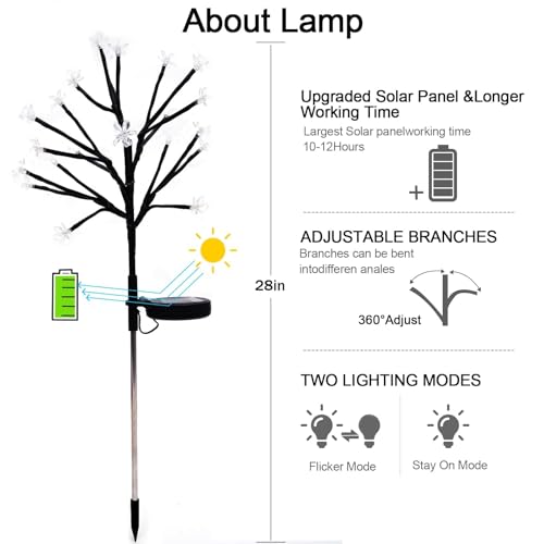8 Pack Solar Lights Outdoor Waterproof, Garden Lights Solar Flowers - color: Multicolor Cherry 8pack