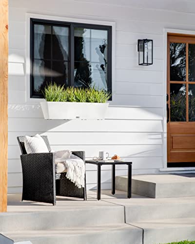 Veradek Pure Series Railing Planter - Tapered Window Box with Bracket - color: White, size: 36 inch
