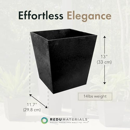 Tierra Verde Sonata Self-Watering Square Planter, Black, Small, 2-Pack - size: Small